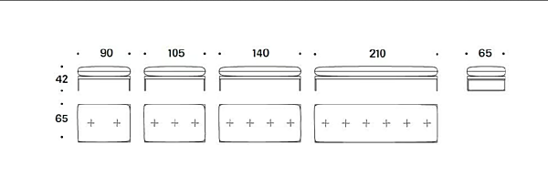 Pouf imbottito in tessuto Sled base collezione New York Saba fabbrica SABA dall'Italia. Foto №9