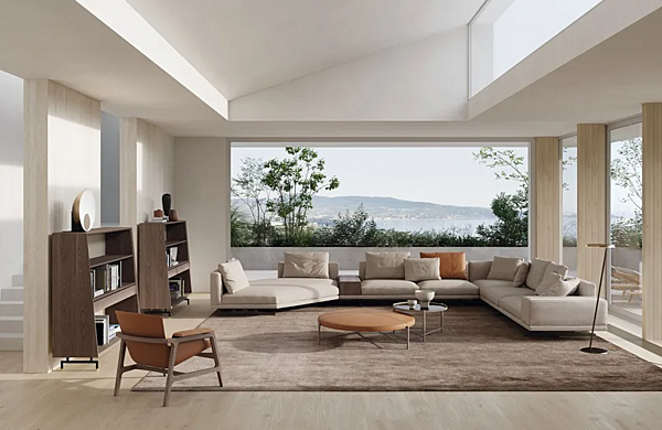 Pouf tondo in tessuto Santamonica Frigerio fabbrica Frigerio dall'Italia. Foto №4