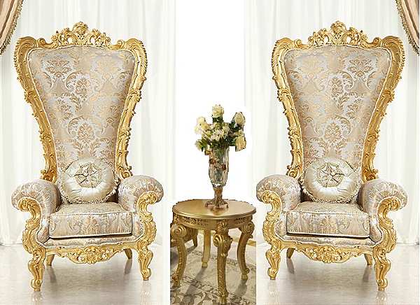 Due troni dorati con tavolo Modenese Gastone fabbrica MODENESE GASTONE dall'Italia. Foto №2