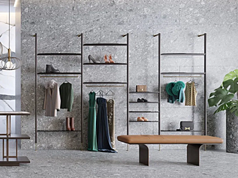 Libreria a parete in legno e vetro Nima Borzalino fabbrica Borzalino dall'Italia