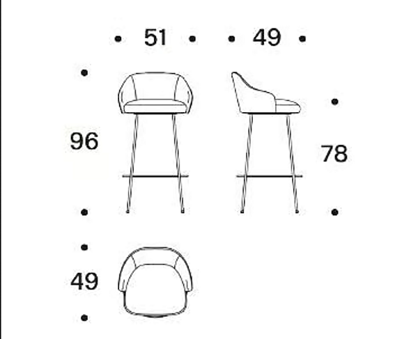 Sgabello imbottito con schienale in tessuto Isabelle Saba fabbrica SABA dall'Italia. Foto №3