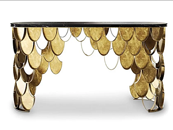 Tavolo console ovale in ottone Koi BRABBU