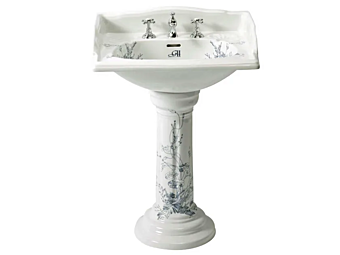 Lavabo in porcellana con piedistallo blu vittoriano Gentry Home