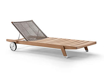 Lettino prendisole in iroko con ruote FLEXFORM Hora Sexta