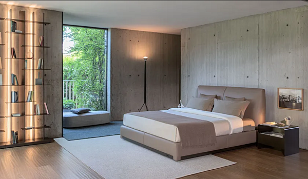 Letto matrimoniale con testata imbottita in tessuto Flou Atelierm fabbrica Flou dall'Italia. Foto №14