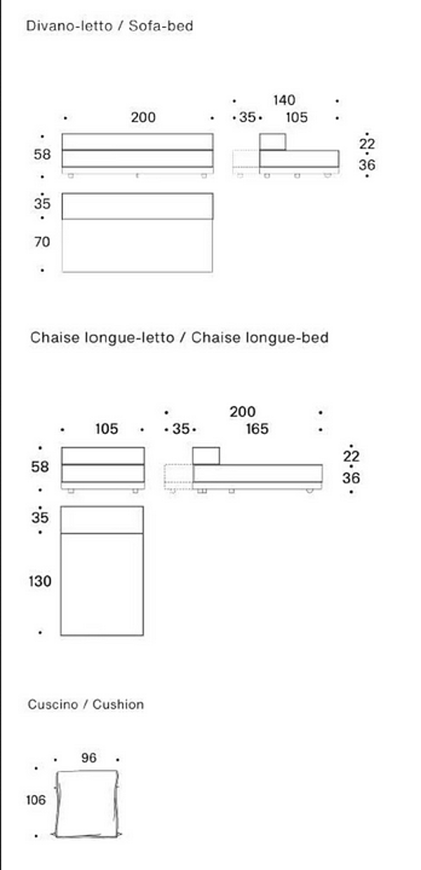Divano letto in tessuto con schienale imbottito Saba Bed & Breakfast fabbrica SABA dall'Italia. Foto №9