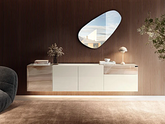 Buffet sospeso in vetro con illuminazione integrata LAGO 36E8 2102 2102 fabbrica LAGO dall'Italia