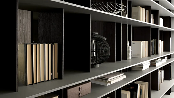 Libreria bifacciale da terra a soffitto in eucalipto MODULNOVA Blade fabbrica Modulnova dall'Italia. Foto №7