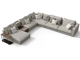 Divano modulare angolare in tessuto con chaise longue Skyline GIORGETTI