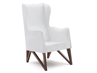 Poltrona in pelle con braccioli GIORGETTI WING MOBIUS