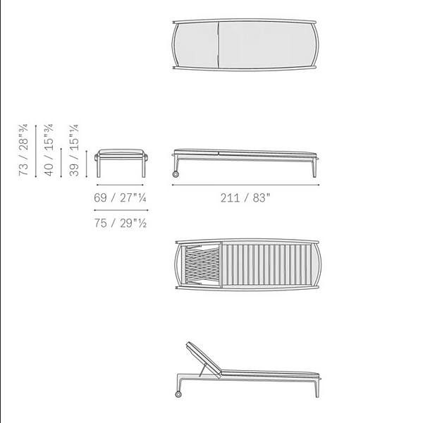 Lettino prendisole reclinabile in teak con ruote POLTRONA FRAU The Secret Garden fabbrica POLTRONA FRAU dall'Italia. Foto №12