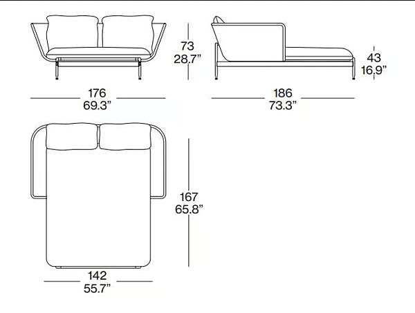 Letto da giardino in tessuto Esosoft outdoor CASSINA fabbrica CASSINA dall'Italia. Foto №2
