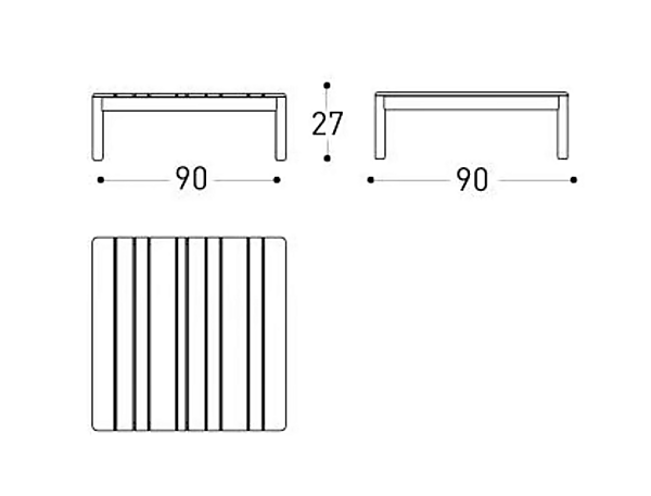 Tavolino da giardino quadrato in teak VARASCHIN collezione Bali 228P1A, 228P2A fabbrica VARASCHIN dall'Italia. Foto №5
