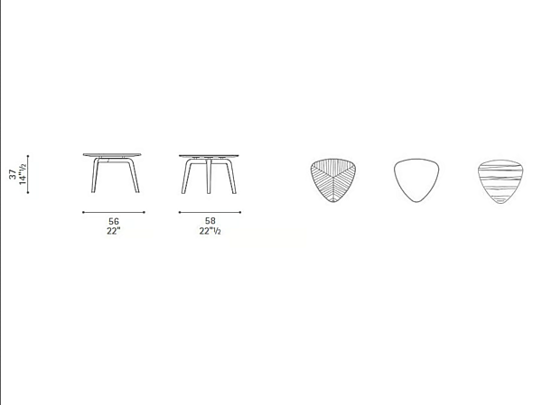 Tavolino da caffè triangolare in frassino Fiorile POLTRONA FRAU fabbrica POLTRONA FRAU dall'Italia. Foto №6