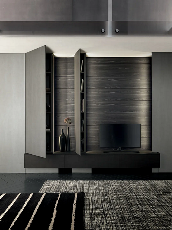 Sistema TV a parete in legno MODULNOVA Milltech MH6 fabbrica Modulnova dall'Italia. Foto №4