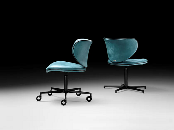 Sedia girevole in pelle con base a 5 razze Black Tie Kalida KAL10OF fabbrica Black Tie dall'Italia. Foto №4