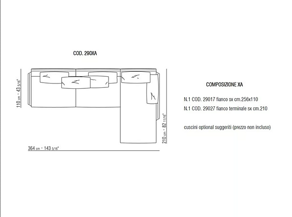 Divano in tessuto con chaise longue Bretton FLEXFORM fabbrica FLEXFORM dall'Italia. Foto №4