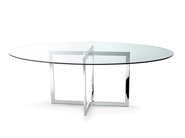 Tavolo rotondo in vetro e acciaio inox Gallotti&Radice collezione Raj 4 fabbrica Gallotti & Radice dall'Italia. Foto №1