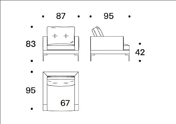 Poltrona in tessuto con copertura removibile e braccioli Essentiel Saba fabbrica SABA dall'Italia. Foto №4