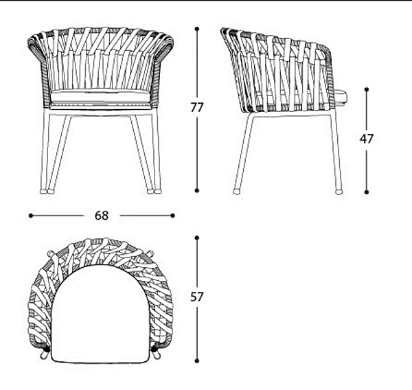 Sedia da giardino in alluminio verniciato a polvere con braccioli Emma Cross VARASCHIN 24810/24811, 24810L/24811L fabbrica VARASCHIN dall'Italia. Foto №33