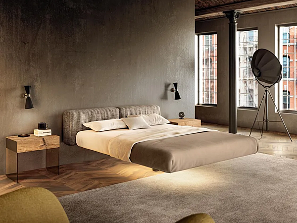 Letto matrimoniale sospeso in legno con testata imbottita Fluttua Soft LAGO 1662 1662 fabbrica LAGO dall'Italia. Foto №1