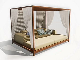 Letto da giardino con parasole in iroko Piera FORMITALIA fabbrica FORMITALIA dall'Italia