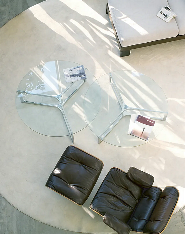 Tavolino da caffè rotondo basso in vetro e acciaio inox Gallotti&Radice collezione Raj 1 fabbrica Gallotti & Radice dall'Italia. Foto №2