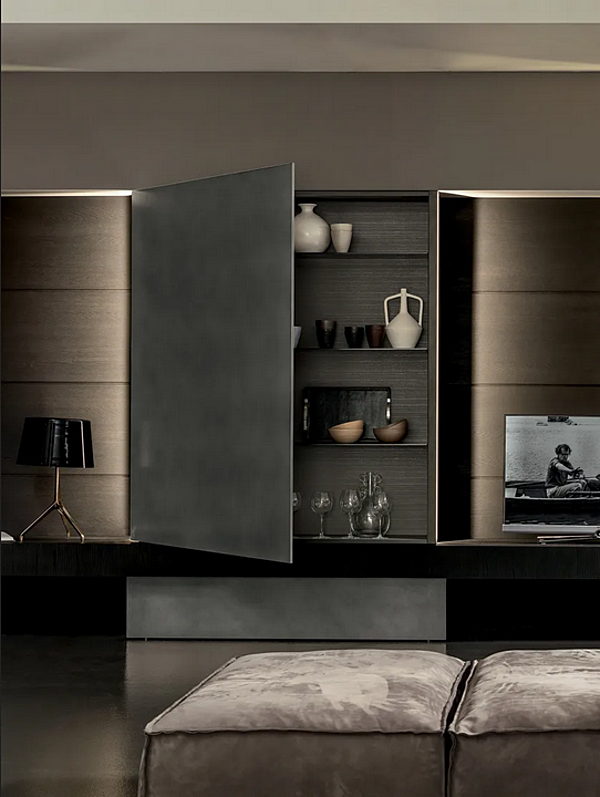Parete di stoccaggio in rovere con illuminazione integrata MODULNOVA BLADE fabbrica Modulnova dall'Italia. Foto №3