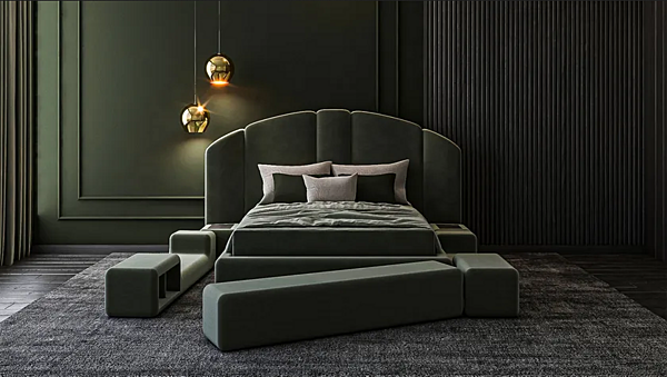 Letto matrimoniale con testata imbottita in tessuto CASA +39 CONCEPT 01 ECO001 fabbrica ENCORE (by CASA +39) dall'Italia. Foto №7