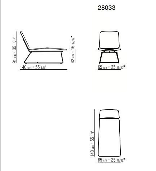 Chaise longue in pelle conciata FLEXFORM Echoes S H fabbrica FLEXFORM dall'Italia. Foto №2