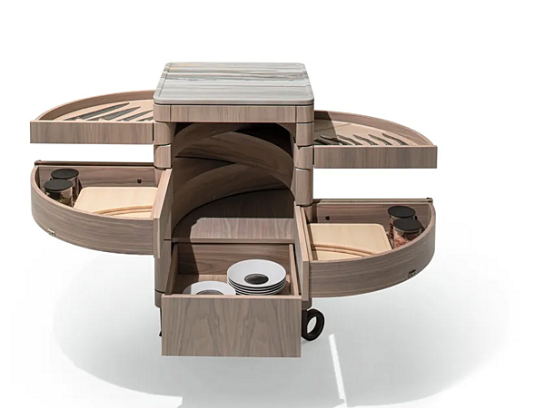 Carrello da cucina in noce con cassetti GIORGETTI ALFRED 80800 fabbrica GIORGETTI dall'Italia. Foto №5