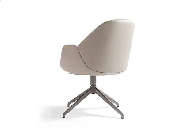 Poltrona in pelle e tessuto con base a trestle GIORGETTI Calathea fabbrica GIORGETTI dall'Italia. Foto №3