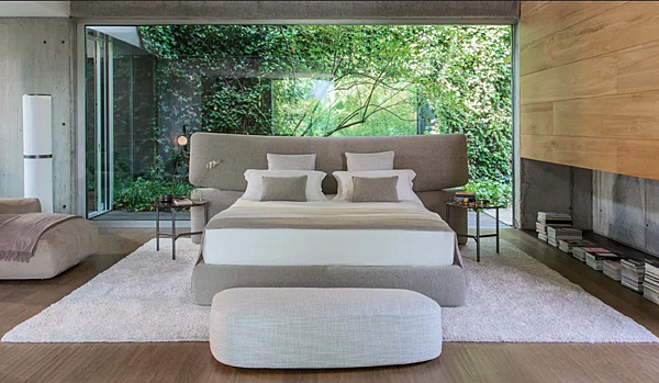Letto matrimoniale in tessuto con testata imbottita Yuna Flou fabbrica Flou dall'Italia. Foto №5