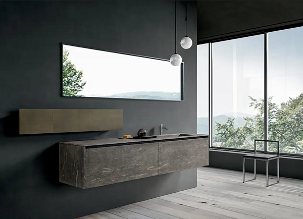 Mobile lavabo in granito con specchio Blade LAB MODULNOVA fabbrica Modulnova dall'Italia. Foto №2