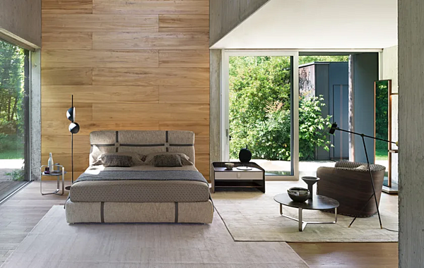 Letto matrimoniale in pelle imbottita Flou New Bond fabbrica Flou dall'Italia. Foto №6