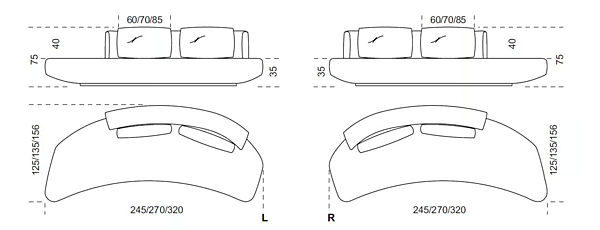 Divano curvo in tessuto Audrey Gallotti&Radice fabbrica Gallotti & Radice dall'Italia. Foto №9