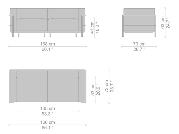 Divano a due posti con spalliera imbottita CASSINA Grand Confort Grand Modèle D 003 fabbrica CASSINA dall'Italia. Foto №3
