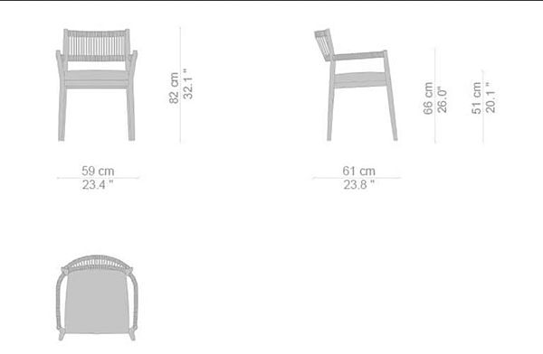 Sedia da giardino in teak con braccioli CASSINA Dine Out fabbrica CASSINA dall'Italia. Foto №8