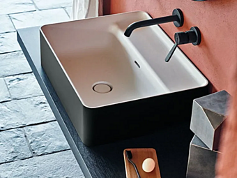 Lavabo da appoggio rettangolare in Cristalplant Marsiglia AGAPE fabbrica Agape dall'Italia