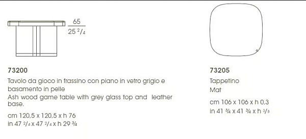 Tavolo da gioco quadrato in pelle Flamingo GIORGETTI 73200 fabbrica GIORGETTI dall'Italia. Foto №6