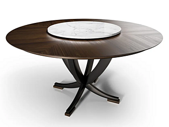 Тavolo in legno con piano in marmo e lazy susan Eclipse CASA +39 ST515287 E214 + E215