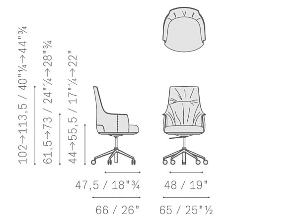 Sedia da ufficio in pelle con schienale alto Archibald POLTRONA FRAU fabbrica POLTRONA FRAU dall'Italia. Foto №7