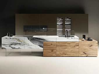 Cucina lineare in marmo e vetro LAGO 36E8 1922 fabbrica LAGO dall'Italia