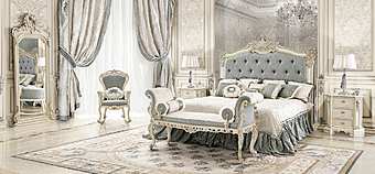 Camera da letto classica ampia con finitura argento avorio e rivestimento in tessuto grigio fabbrica MODENESE GASTONE dall'Italia