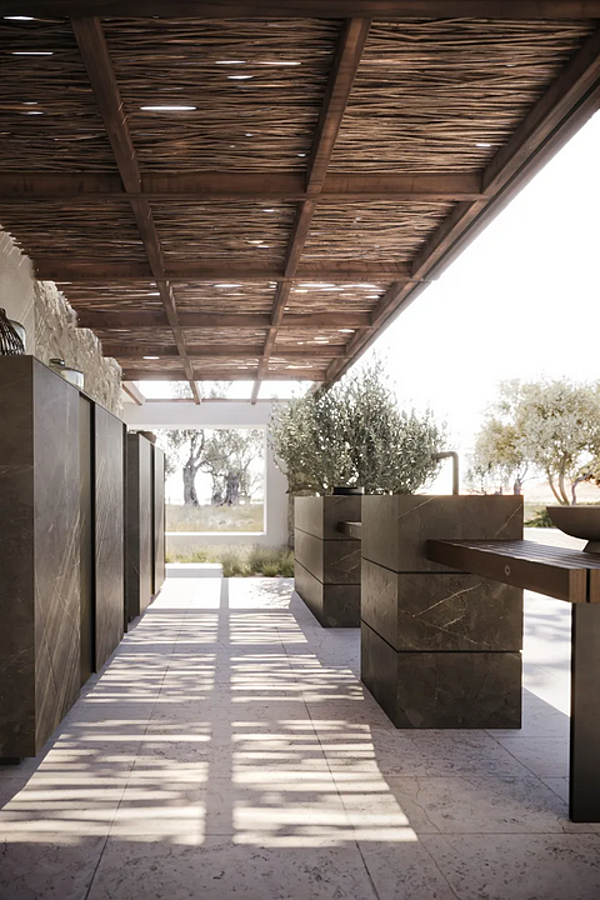 Cucina da esterno in pietra e legno MODULNOVA Progetto 01 fabbrica Modulnova dall'Italia. Foto №5