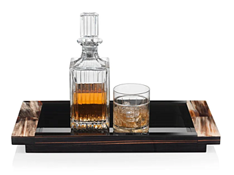 Vassoio rettangolare in legno laccato con manici in corno ARCAHORN Elia 4716 4717 4716, 4717