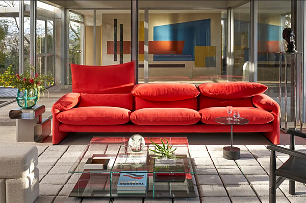 Divano in pelle con poggiatesta Maralunga 50 CASSINA fabbrica CASSINA dall'Italia. Foto №2