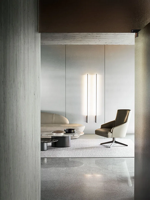 Poltrona girevole in pelle con braccioli e base a 4 razze Moore Relax i 4 Mariani fabbrica i 4 Mariani dall'Italia. Foto №6