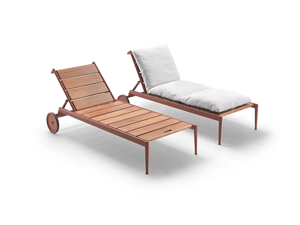 Lettino prendisole reclinabile in legno Iroko con ruote FLEXFORM collezione Atlante fabbrica FLEXFORM dall'Italia. Foto №7