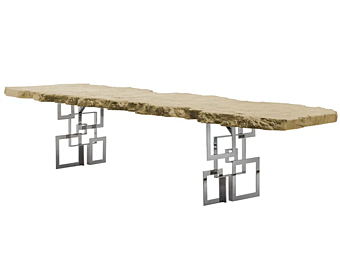 Tavolo rettangolare in acciaio e legno Sidney Bizzotto Italia